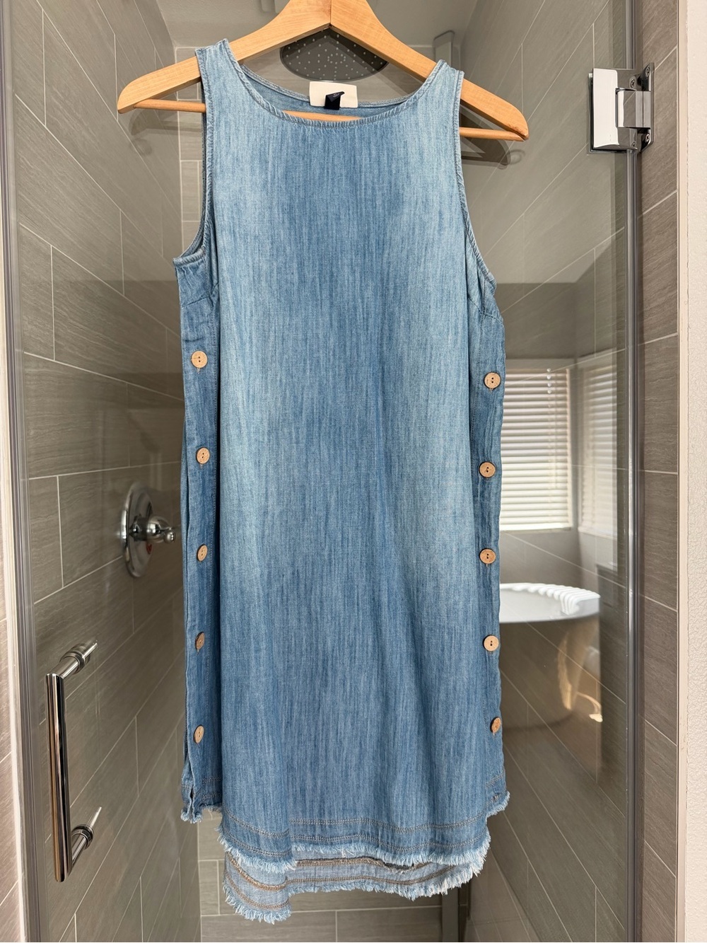 Universal Thread Light Blue Denim Midi Dress with Side Buttons